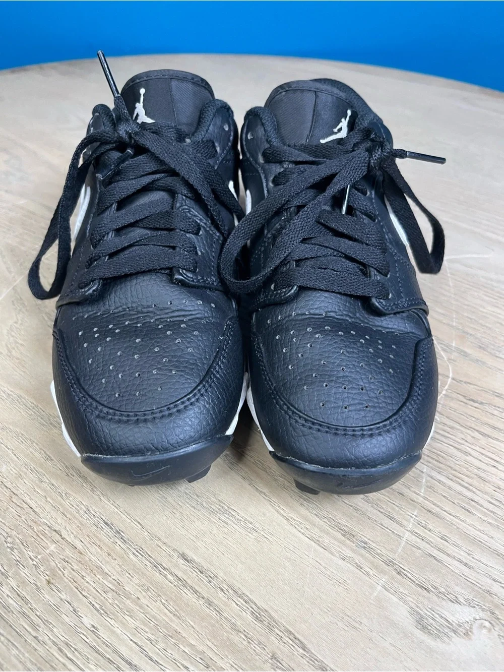 Nike Air Jordan 1 Kids Baseball Cleats Black White Size 1.5